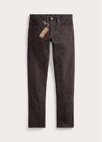 Calça jeans Ralph Lauren slim fit preta com resina para homens