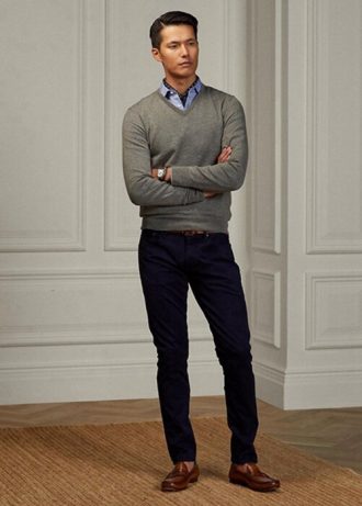 Calça jeans Ralph Lauren Slim Fit Stretch Masculina Azul Marinho