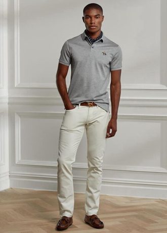 Calça jeans Ralph Lauren Slim Fit Stretch Masculina Branca