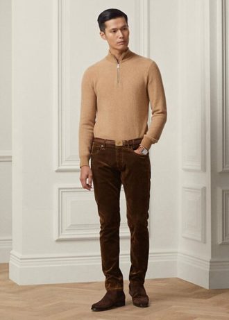Calça jeans Ralph Lauren Slim Fit Stretch Velvet Masculina Marrom