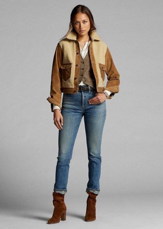 Calça jeans Ralph Lauren Stretch Vintage Straight Fit azul feminina