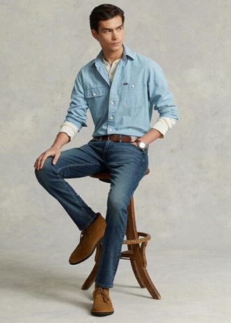 Calça jeans Ralph Lauren Sullivan Slim Performance Stretch azul masculina