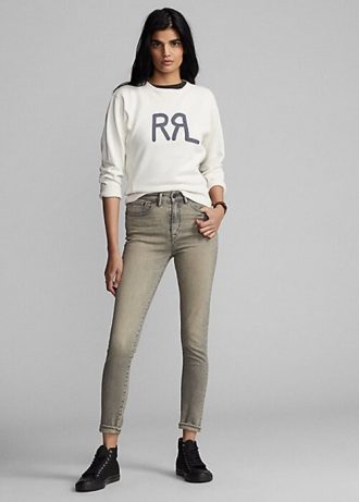Calça jeans skinny alta e elástica Ralph Lauren cinza feminina