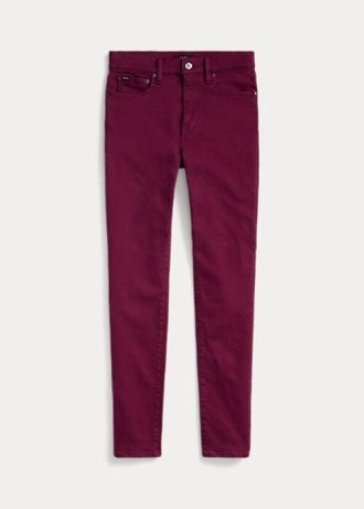 Calça jeans skinny Ralph Lauren Tompkins de cintura alta, cor vinho, feminina