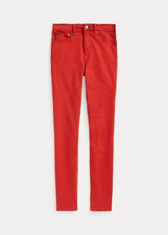 Calça jeans skinny Ralph Lauren Tompkins de cintura alta feminina vermelha