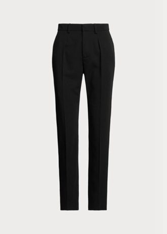 Calça longa de lã gabardine Ralph Lauren Clancy feminina preta