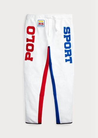 Calça Polo Sport Ralph Lauren Masculina Branca de Fleece com Blocos de Cor
