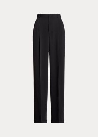 Calça Ralph Lauren de cetim com perna reta preta feminina