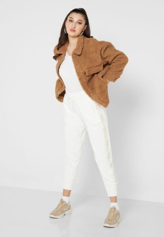 Calça Ralph Lauren Feminina Branca de Malha Cintura Alta