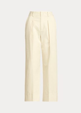 Calça Ralph Lauren Feminina Creme de Algodão Elástico Dupla Face