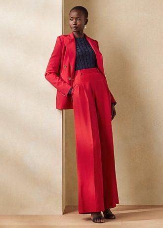 Calça Ralph Lauren Graciela Silk Shantung vermelha feminina