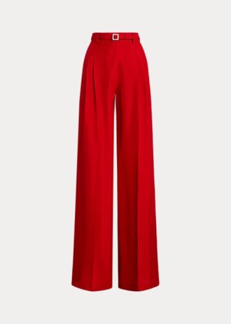 Calça Ralph Lauren Graciela Silk Shantung vermelha feminina