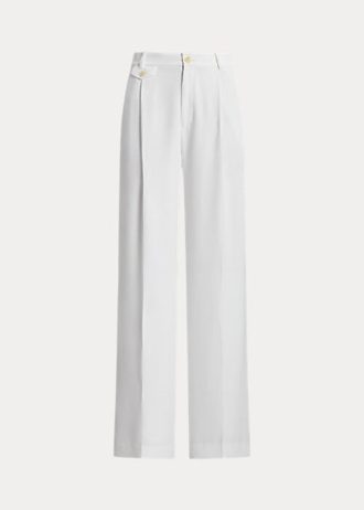Calça Ralph Lauren Plissada Georgette Feminina Branca