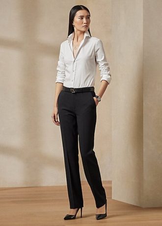 Calça Ralph Lauren Seth Stretch Wool Crepe Preta Feminina
