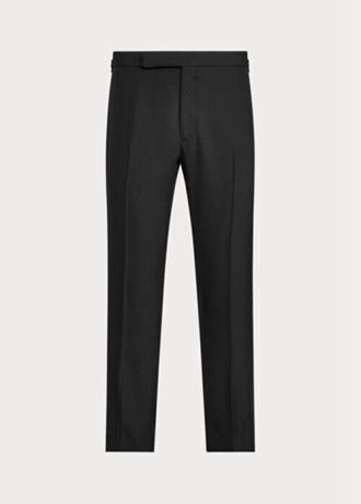 Calça smoking Ralph Lauren Gregory Wool Barathea preta masculina