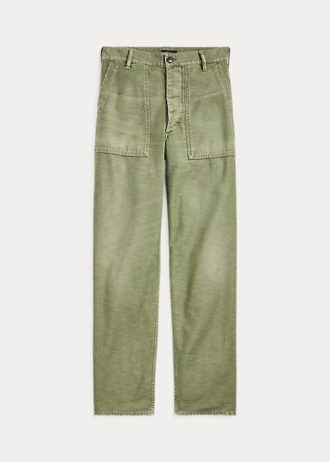 Calça utilitária Ralph Lauren de algodão e cetim verde oliva para mulheres