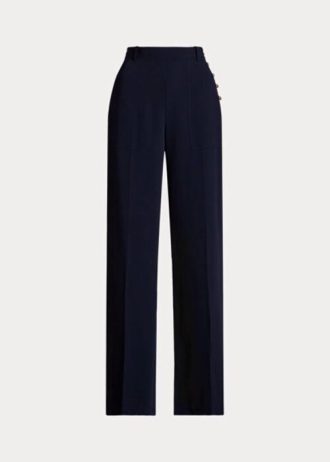 Calças Ralph Lauren Cady Wide Leg Femininas Azul Marinho