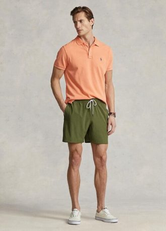 Calções de banho Ralph Lauren Traveller para homem, cor verde oliva