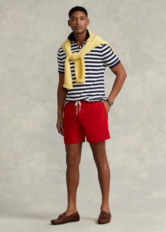 Calções de banho Ralph Lauren Traveller para homem, cor vermelha