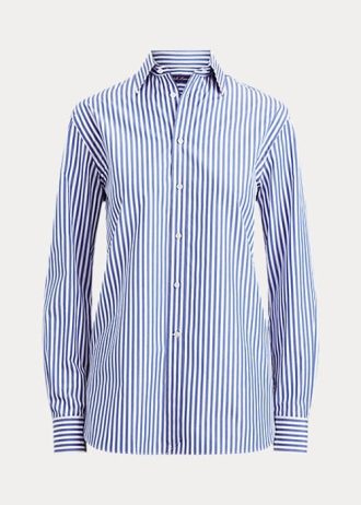 Camisas de algodão listradas Adrien da Ralph Lauren para mulheres azuis
