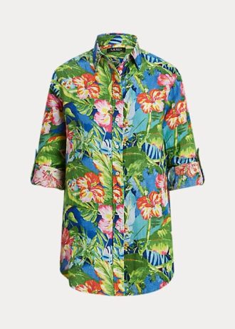 Camisas de linho floral Ralph Lauren multicoloridas femininas