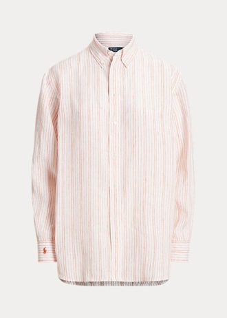 Camisas de linho listradas Ralph Lauren Relaxed Fit para mulheres