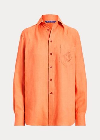 Camisas de linho Ralph Lauren Adrien femininas laranja