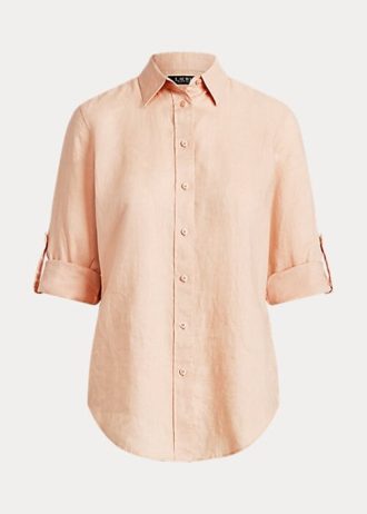 Camisas de linho Ralph Lauren femininas rosa