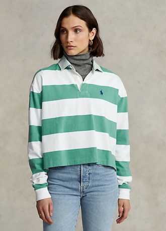 Camisas de rugby Ralph Lauren listradas verdes femininas