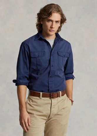 Camisas de trabalho chino Ralph Lauren Classic Fit azul marinho masculinas
