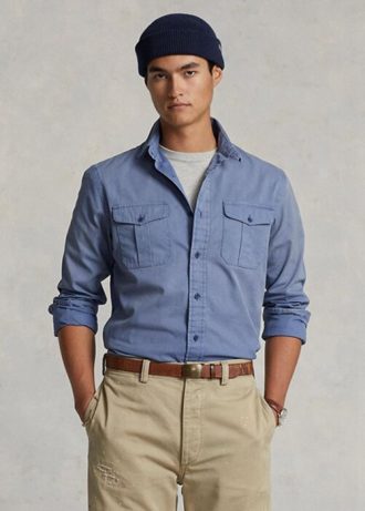 Camisas de trabalho chino Ralph Lauren Classic Fit azul masculinas