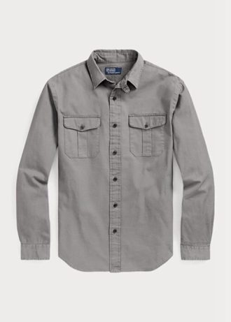 Camisas de trabalho chino Ralph Lauren Classic Fit cinza masculinas