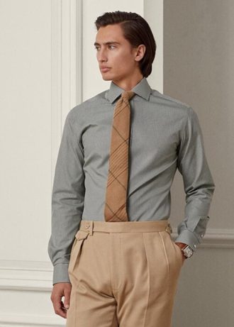 Camisas formais Ralph Lauren Gingham Masculinas Verde Oliva