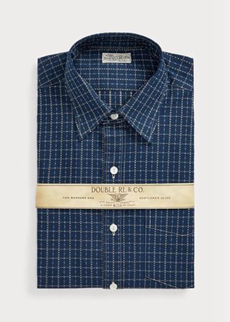 Camisas formais Ralph Lauren Slim Fit xadrez Dobby masculinas azul-marinho