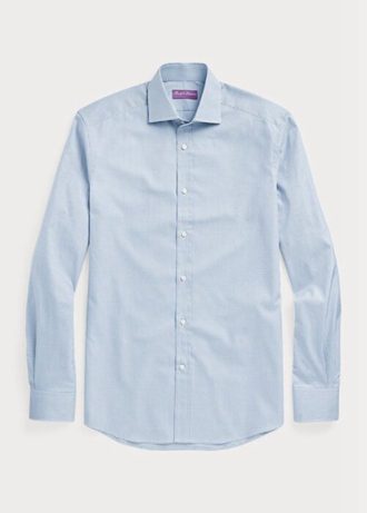 Camisas formais Ralph Lauren xadrez azul masculinas