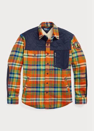 Camisas híbridas de flanela xadrez Ralph Lauren multicoloridas masculinas
