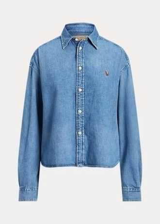 Camisas jeans oversize Ralph Lauren femininas azuis