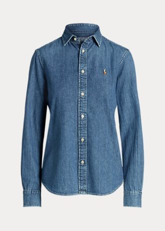 Camisas jeans Ralph Lauren femininas azuis