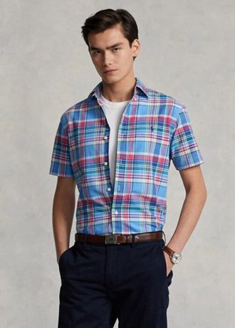 Camisas Oxford xadrez personalizadas Ralph Lauren multicoloridas masculinas