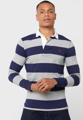 Camisas polo listradas multicoloridas masculinas Ralph Lauren