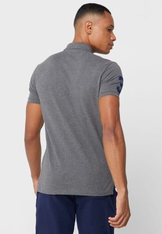 Camisas polo masculinas cinzas com logotipo bordado Ralph Lauren