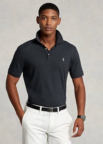 Camisas polo masculinas pretas Ralph Lauren Classic Fit de algodão macio