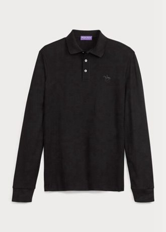 Camisas polo masculinas pretas Ralph Lauren Custom Slim Fit Piquet