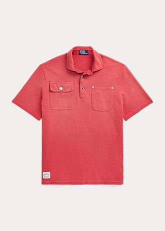 Camisas polo masculinas Ralph Lauren Classic Fit com bolso em malha Rose