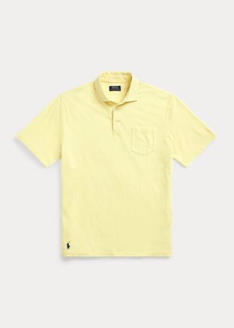 Camisas polo masculinas Ralph Lauren Classic Fit de algodão e linho amarelas