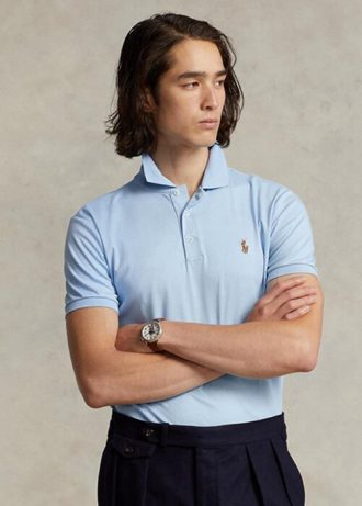 Camisas polo masculinas Ralph Lauren personalizadas de corte slim em algodão macio