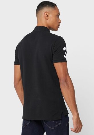 Camisas polo pretas com logotipo Ralph Lauren masculinas
