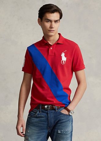 Camisas polo Ralph Lauren Big Pony Mesh masculinas vermelhas