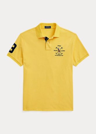 Camisas polo Ralph Lauren Classic Fit Crest Mesh amarelas masculinas