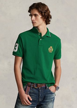 Camisas polo Ralph Lauren Classic Fit Crest Mesh Masculinas Verdes